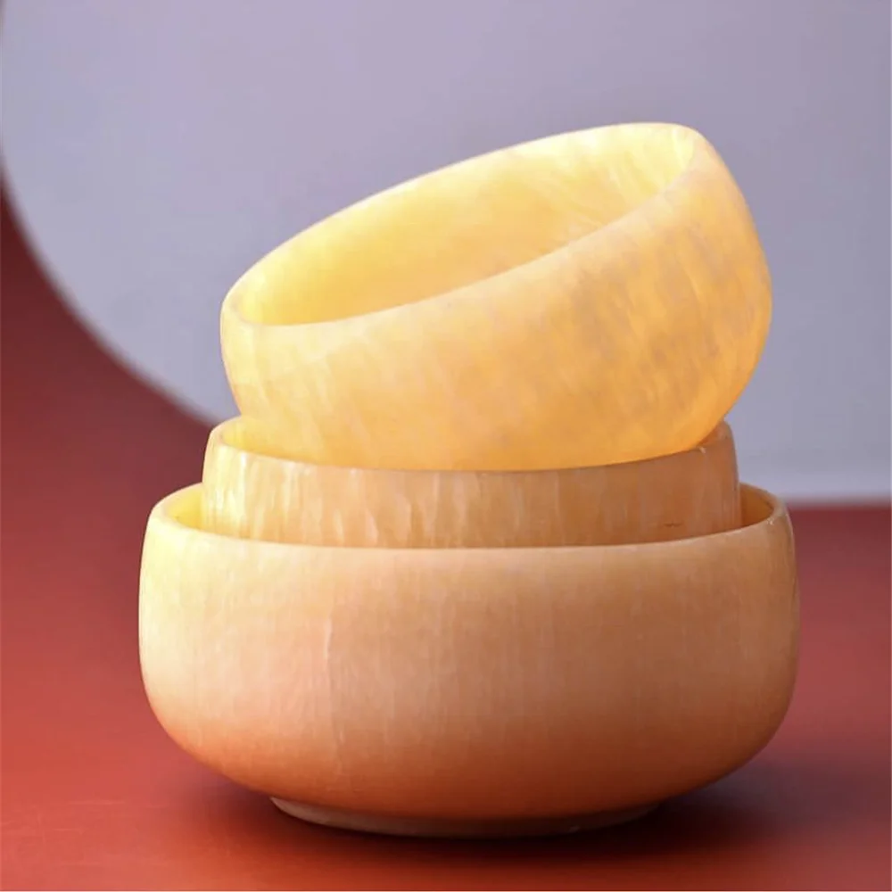 Wholesale 20pcs Customized Luxury Natural Yellow Honey Onyx Bowl And Catchall Tray