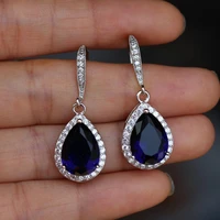 new vintage silver plated water drop zircon earrings for women shine cz stone inlay fashion jewelry wedding party gift earring