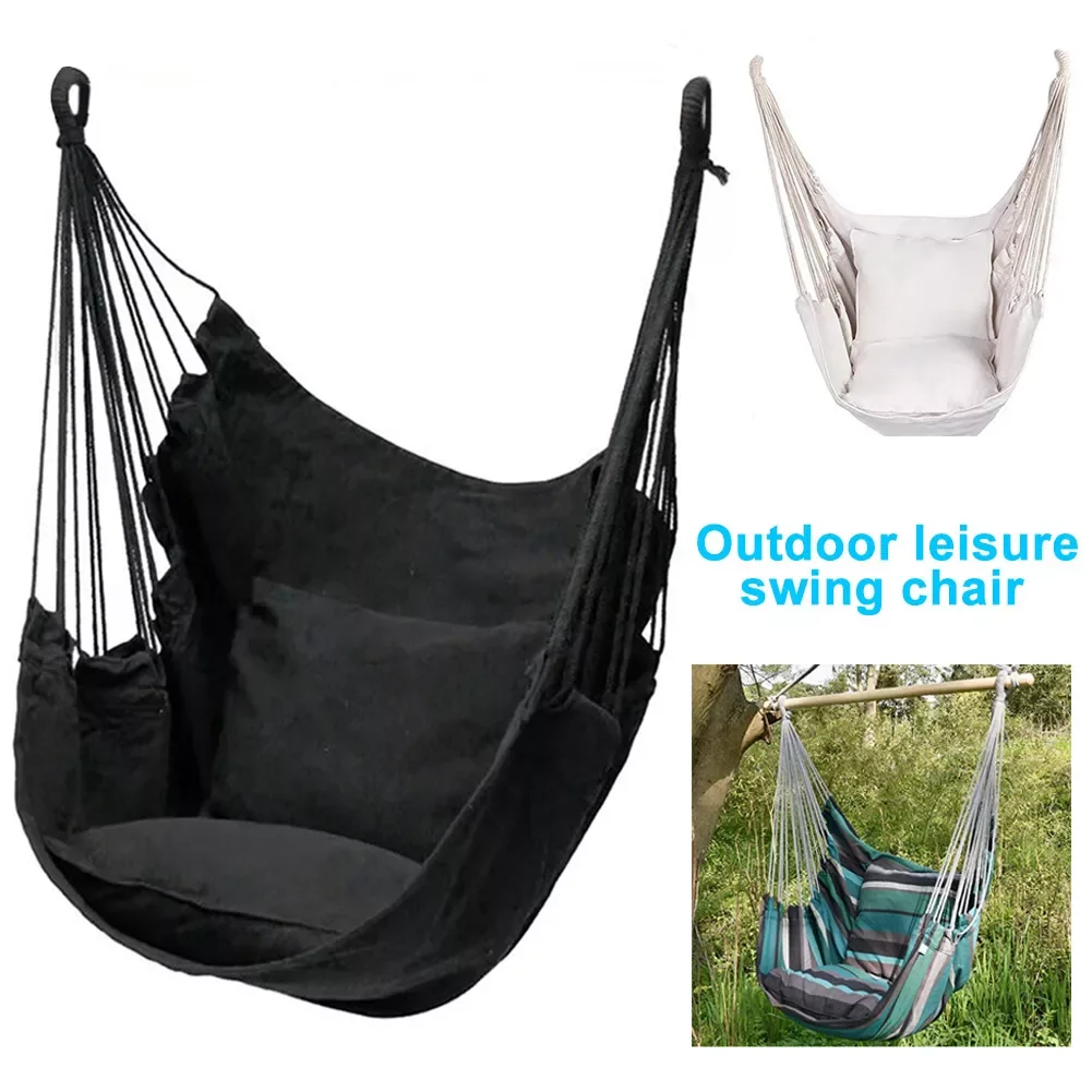 

Портативная мебель для улицы, качели для помещений с 2 подушками, подвесное кресло-гамак, качели из холщовой ткани для путешествий, кемпинга,...