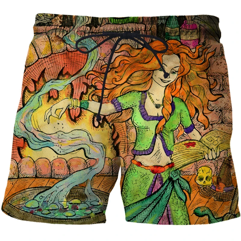 3D Tarot art pattern Printed Men's shorts Summer Quick-drying swimming trunks surf Beach Shorts male cool board shorts swimsuit