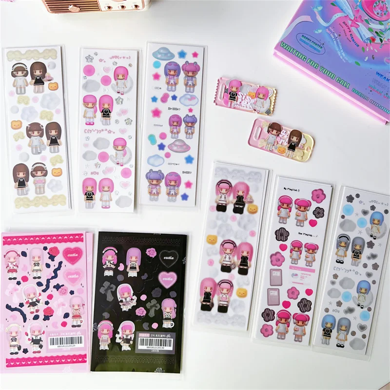 

Korean Ins Cute Kawaii Lovely Girls Stickers Personalized Art Supplies Journal Aesthetic DIY Material Card Decorative Album