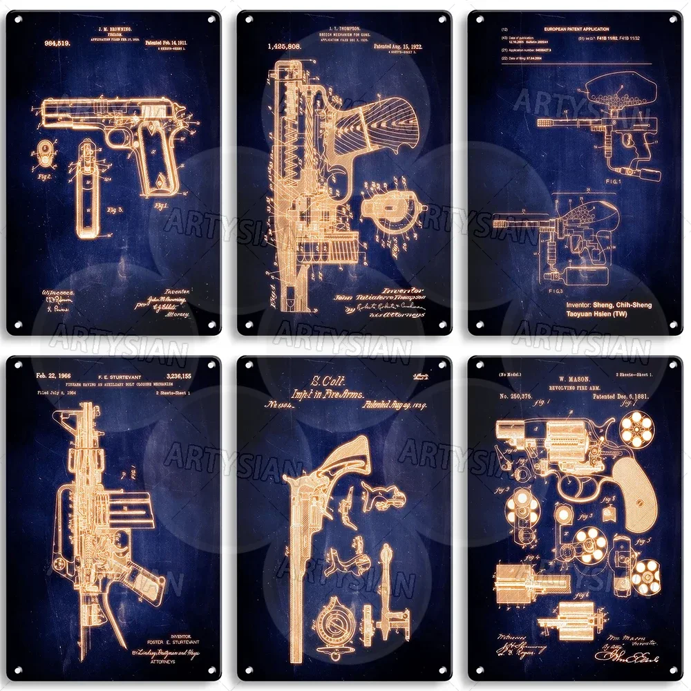 Пистолет Военный Патентный Металлический Знак Мейсон Револьвер Браунинг