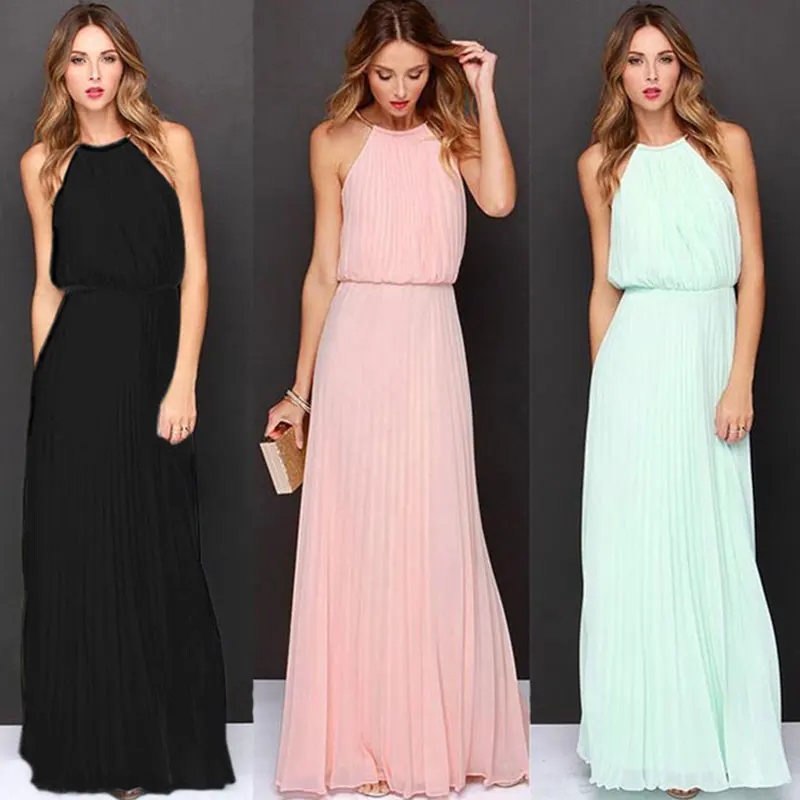 

2022 new summer leisure sleeveless rein pleated fashion sexy dress long dress women's dress