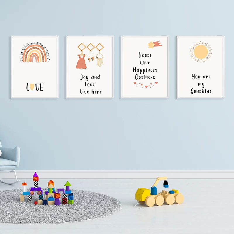 Радуга Солнце Холст Плакат Картина Любовь Принт Богемия Настенное Искусство