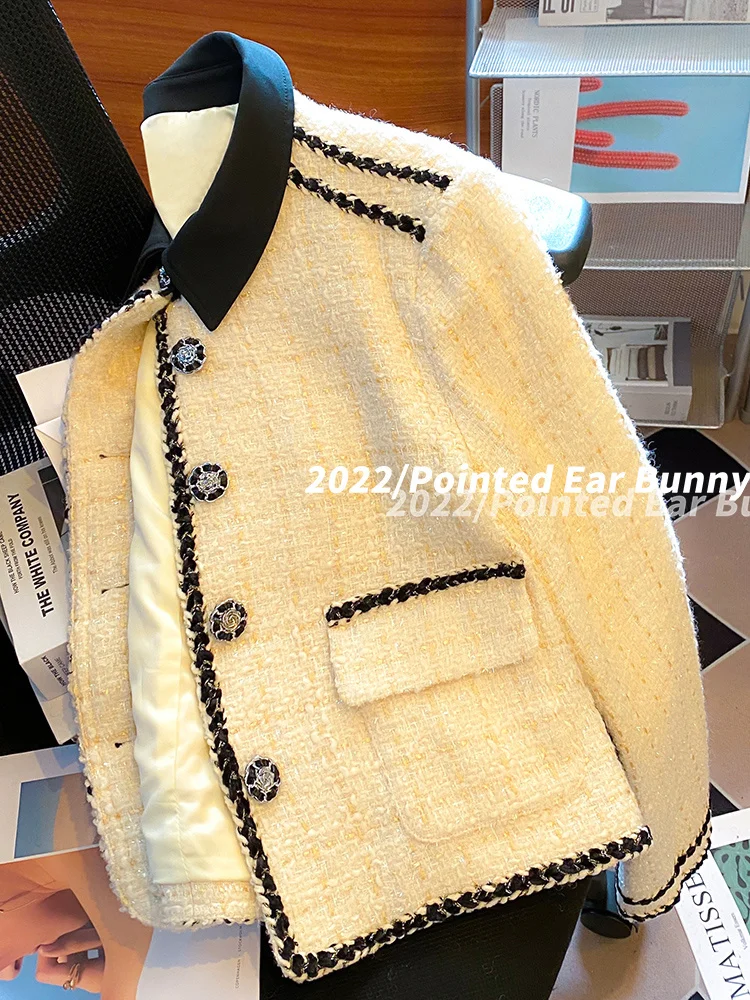 

Высококачественная маленькая Ароматизированная куртка с воротником-поло для женщин на осень и зиму 2022, новая короткая Повседневная и модная