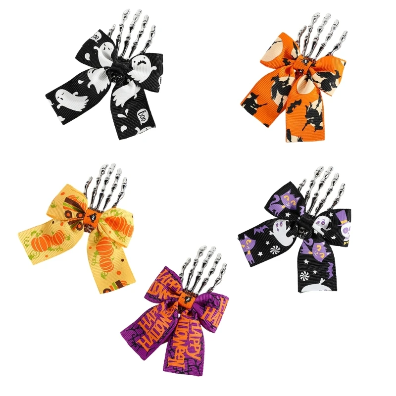 

Hair Clip Delicate Bowknot Skull Hand Hair Clip for Teens Ponytail drop shipping