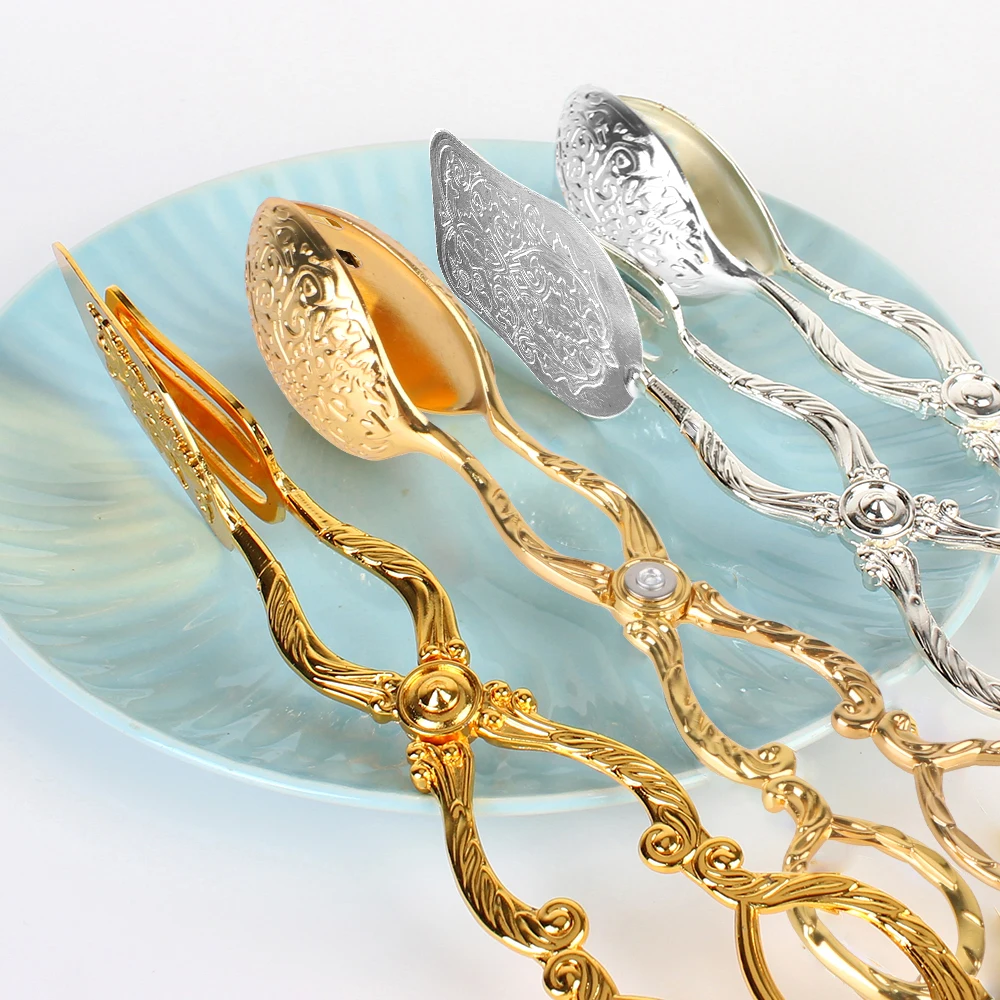 Щипцы для буфета инструмент выпечки и барбекю зажим салатов Позолоченные Фрукты