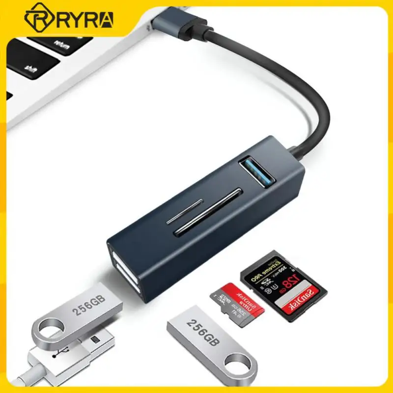 

RYRA 5 IN 1 Aluminum Alloy USB Splitter Type-c Hub USB3.0*1+USB2.0*2+SD+TF Mini USB Docking Station Card Reader USB Hub