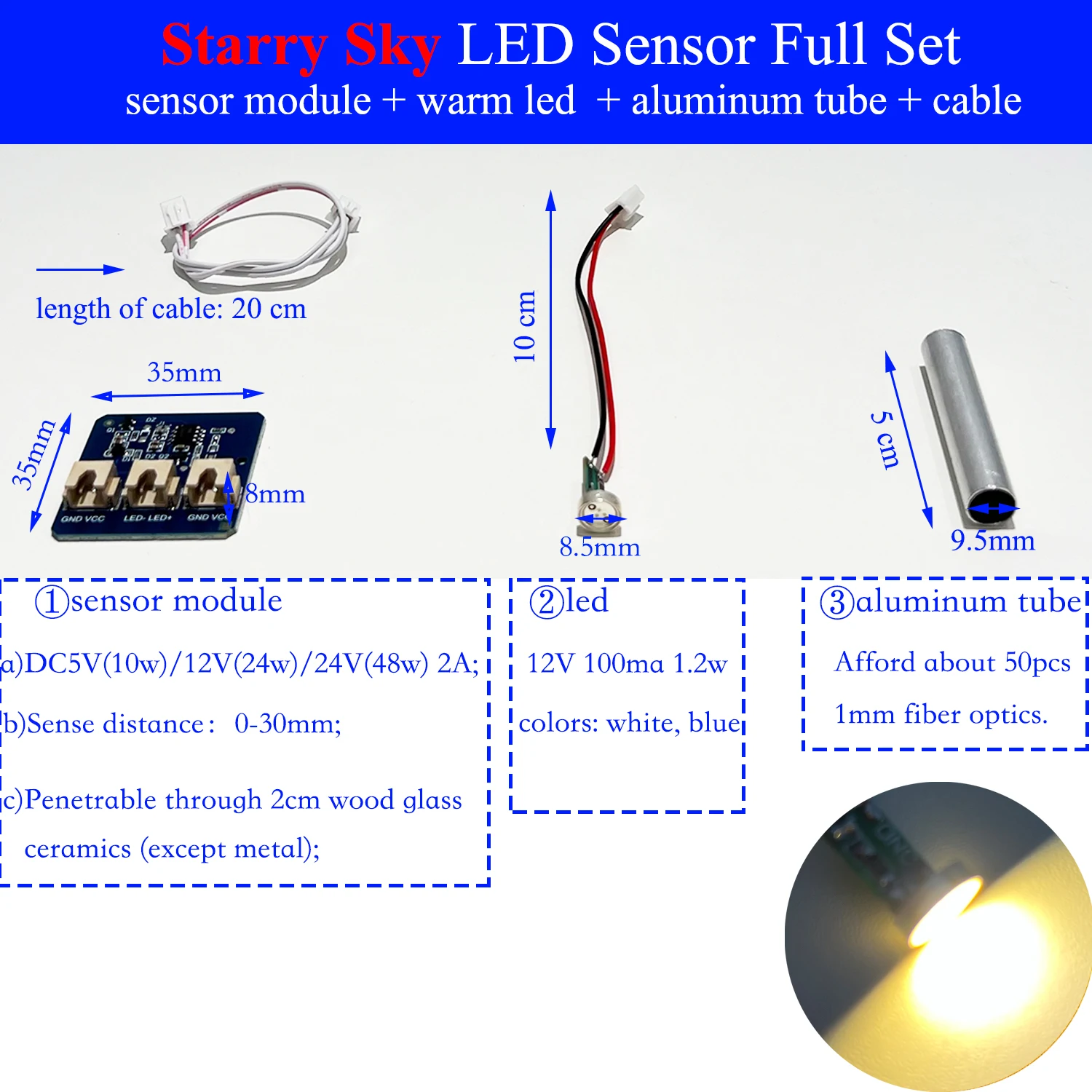 

Сенсорный переключатель Starry Sky белый синий