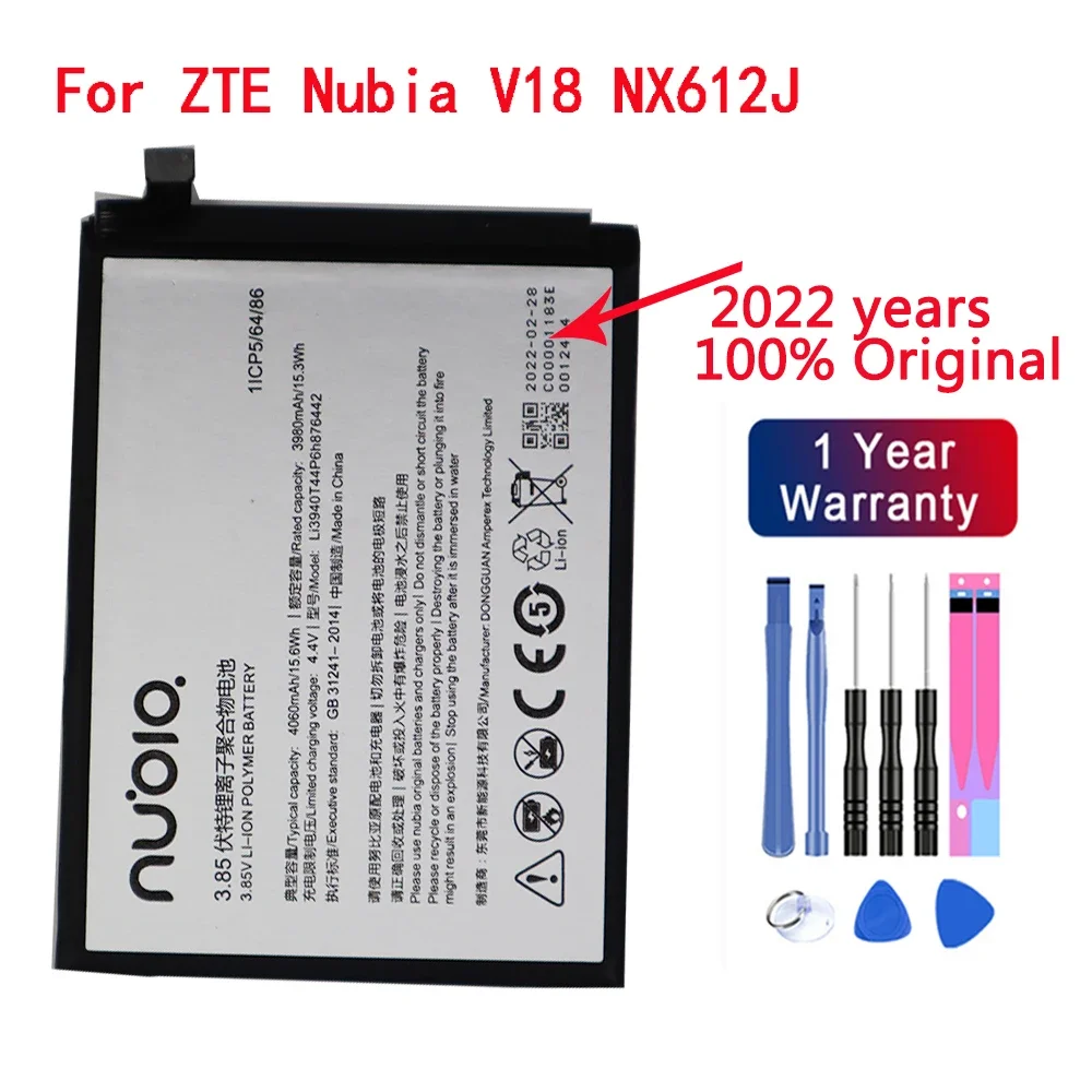 

100% Original 4060mAh Li3940T44P6h876442 Battery For ZTE Nubia V18 NX612J Phone Battery Batteria + Tools
