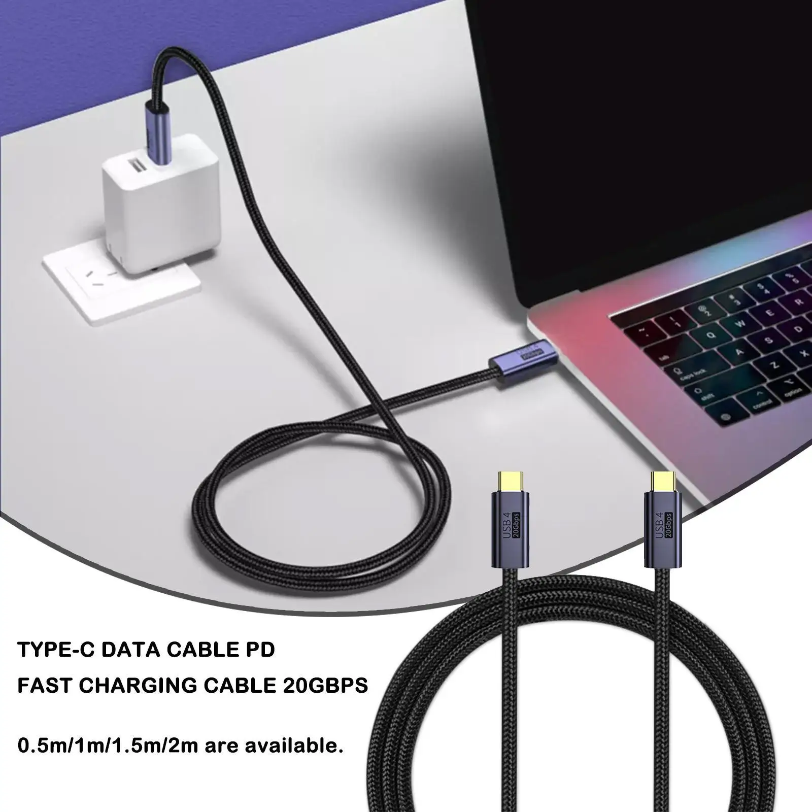 Фото Usb-кабель для передачи данных, 20 Гбит/с, 100 Вт, 5 А №2
