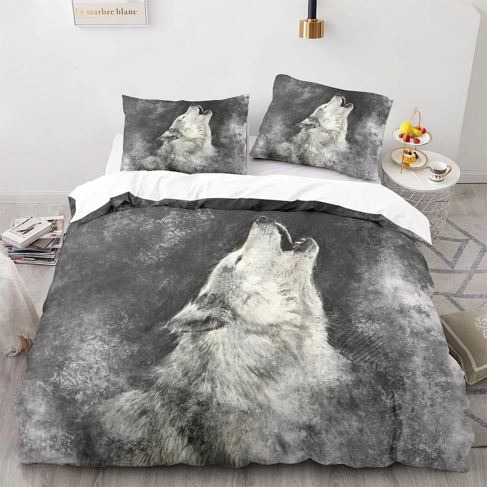 

Wolf Element with Light Background Pattern Multiple Color Duvet Cover Set Bed Sheet Pillowcases Multi Size