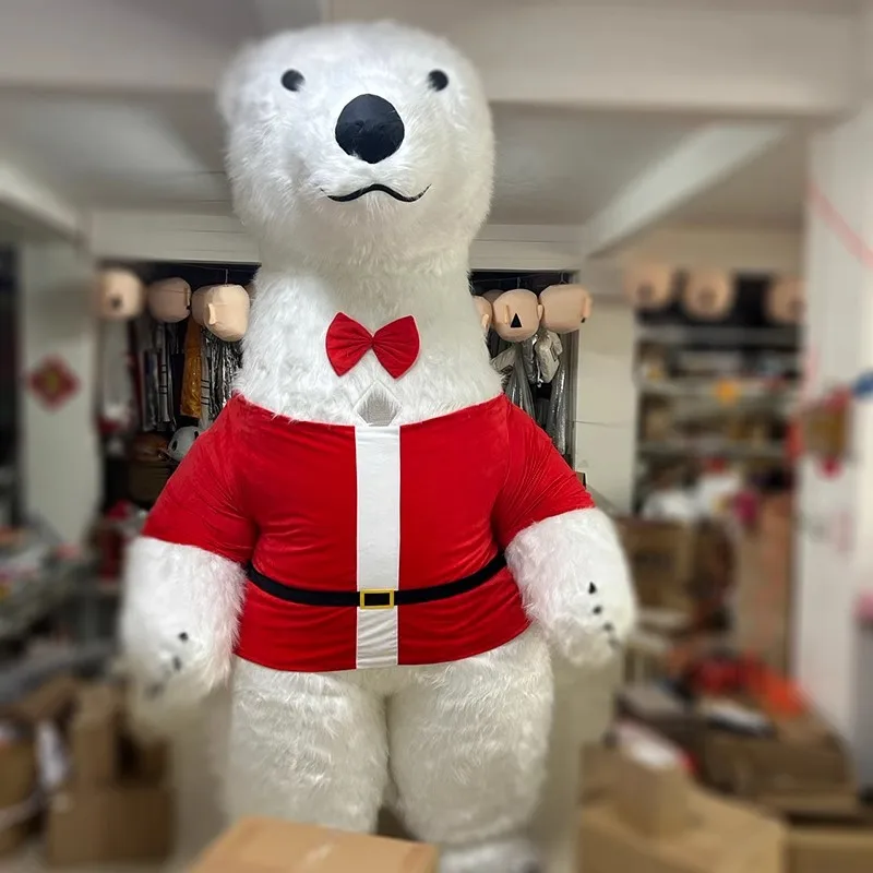 Рождественский уличный надувной гигантский костюм белого медведя талисман