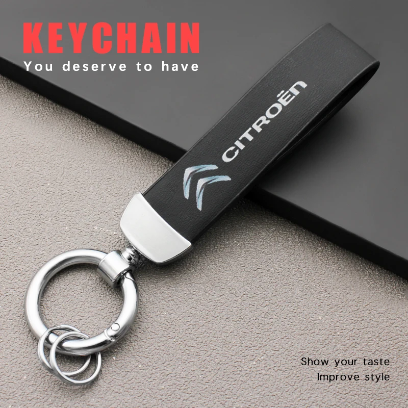 

Car Emblem Keychain Leather Men Women Metal Key Ring For Citroen Berlingo VTS DS DS3 DS4 DS5 CL4 C3 C4 C5 Xsara Picasso Aircross