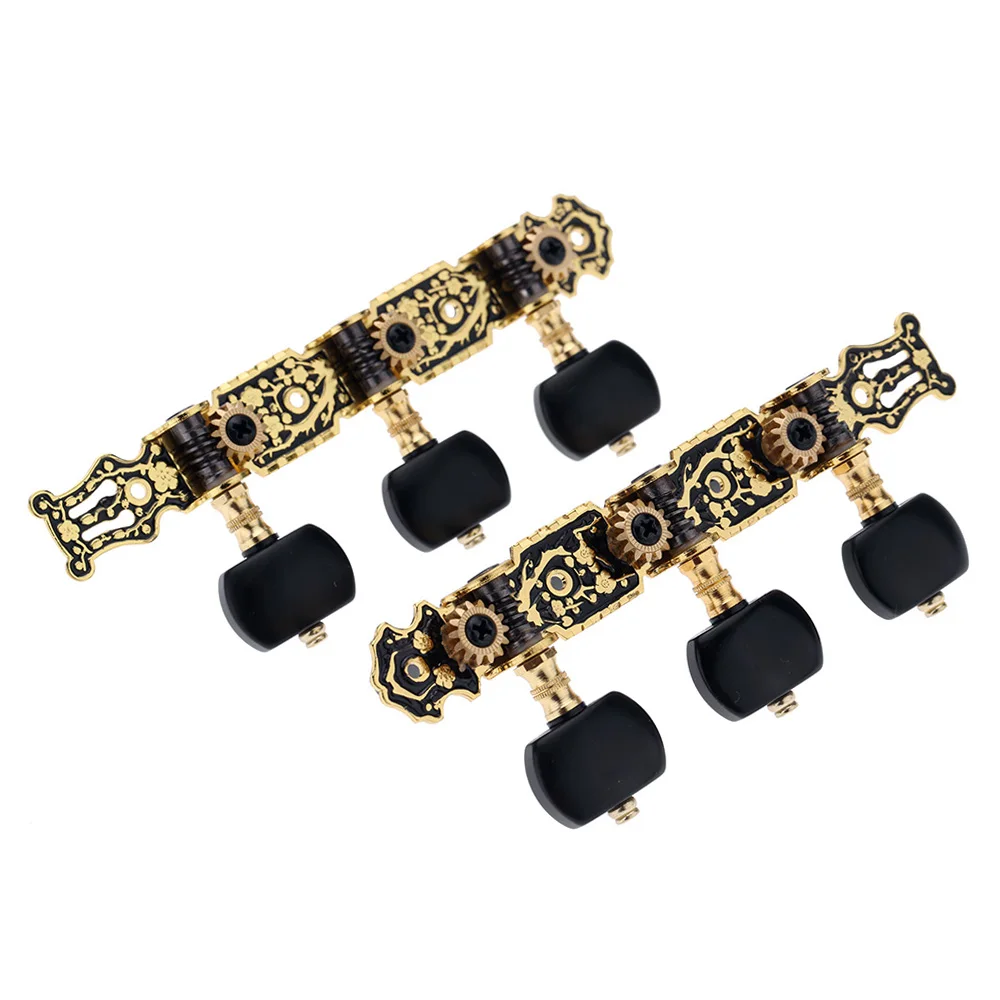 

Hot V3P 1Pair(Left + right) Classical Guitar Tuning Key Gold /Black Plated Peg Tuner Machine Head(long) String Tuner