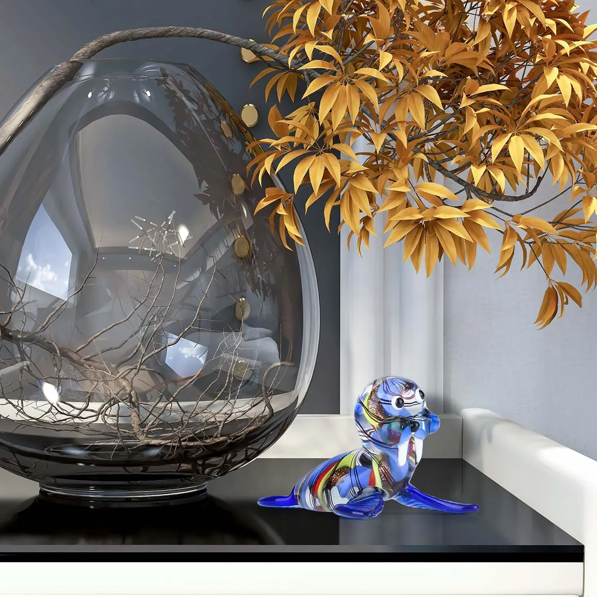 Tooarts красочная морская скульптура ручной работы стеклянное Украшение Фигурка