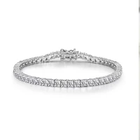trendy 925 sterling silver 3mm d color vvs1 moissanite tennis chain bracelets for women jewelry diamond test pass bracelet gift