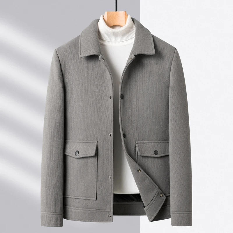 

Высший сорт 33% шерсти Марка Роскошные Повседневная Мода Flap Pocket Jacket Windbreaker Overcoat Woolen Coat 2023 Мужская Одежда