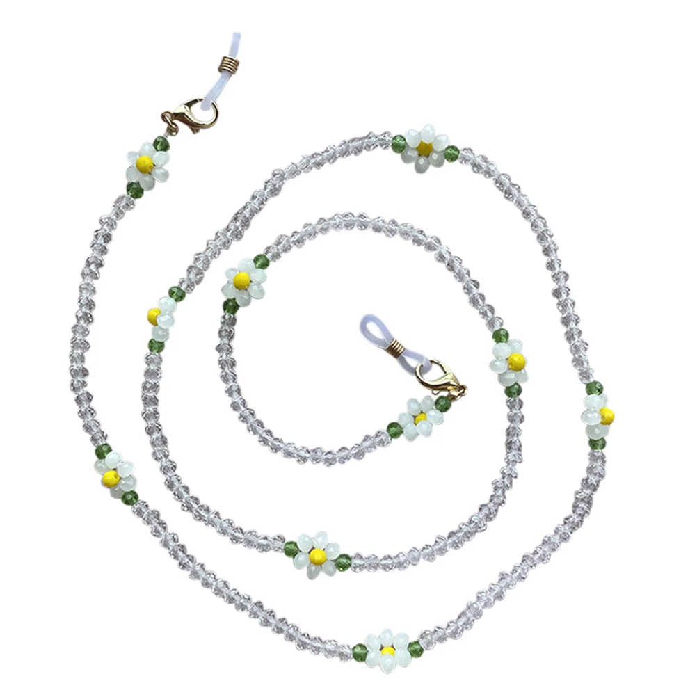 

Женские ожерелья с защитой от падения, подвесная цепочка для очков, солнцезащитные очки с защитой от потери, ушной крючок, украшение для очков с белыми кристаллами Miss