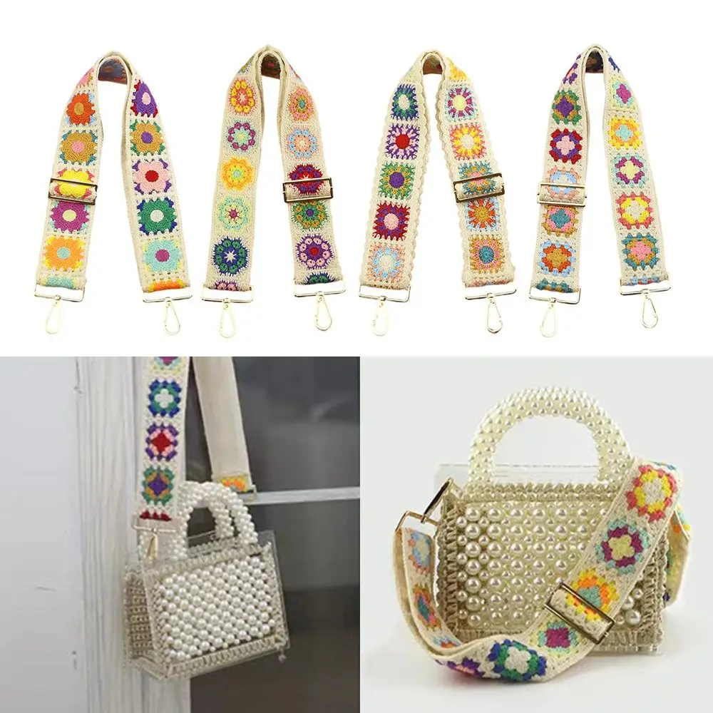 

Ethnic Style Crossbody Bag Belt Hand Hook Easy Installation Vintage patterned bag strap Woven Lace Strap DIY Bag Decoration