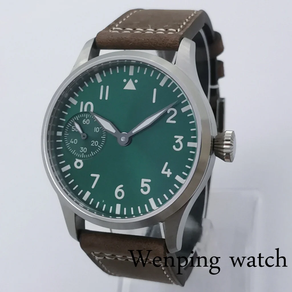 Мужские часы с кожаным ремешком 42 мм стерильный сапфировый кристалл черный и