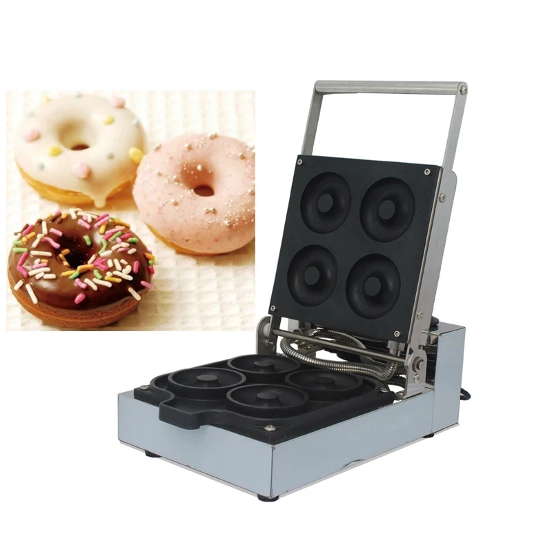 

Commercial Non-stick 4pcs Mirror stainless steel donut machine waffle machine electric dough maker Doughnut Makers 110v /220v