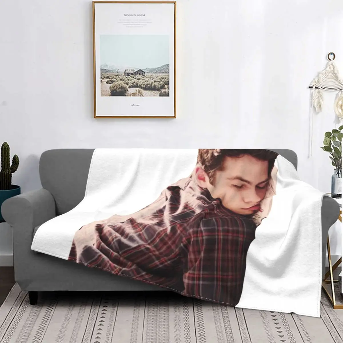 

Cute Dylan O'brien Napping Blanket Teen Wolf Bedspread Plush Soft Cover Fleece Throw Blanket Bedding Bed Office Fluffy Outlet