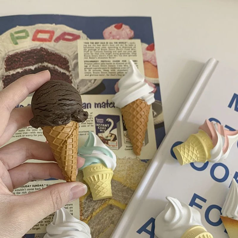 Simulação Sobremesa Geladeira Ímã Magnético Decorar Adesivos Criativo Freezer Miniatura Ice Cream Cone Decoração