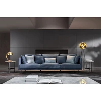Steel-land European style simple modern velvet 3 seater couch blue luxurious fabric sofa set living room furniture