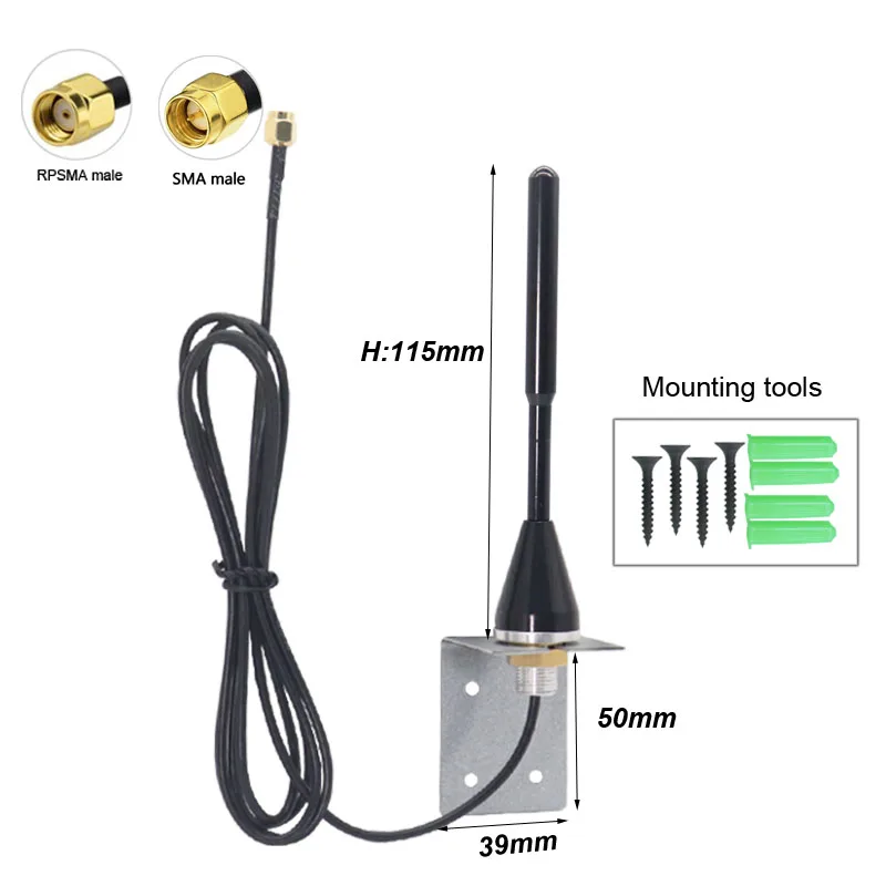 New Style 868Mhz 915Mhz GSM 900~1800Mhz Lora Pure Copper Aerial Omni External WiFi Antenna With Low Loss RG174 Cable