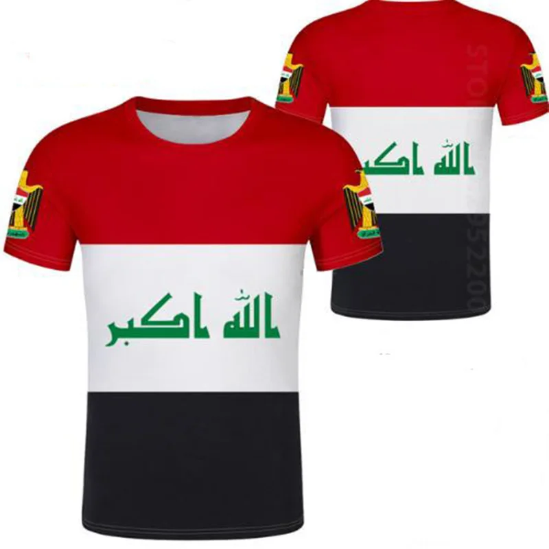 

IRAQ Male Diy Custom Made Name Number Irq Boy T Shirt Nation Flag Iq Country Republic Islam Arabic Arab Print Photo Clothing