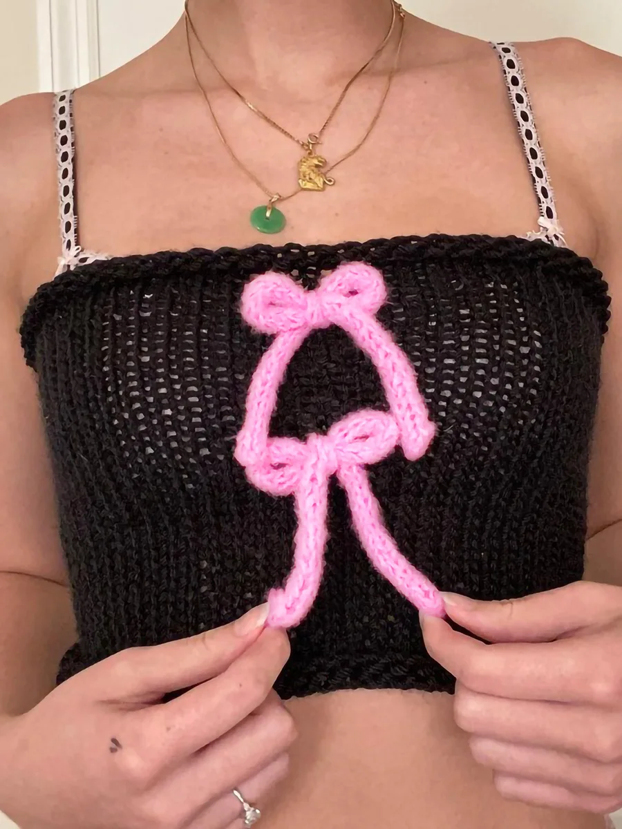 

Women Knitted Crop Vest Tops Y2K Sleeveless Contrast Color Tanks Vintage E-Girl Kawaii Slim Fit Cami Tops Y2K Streetwear 2000s