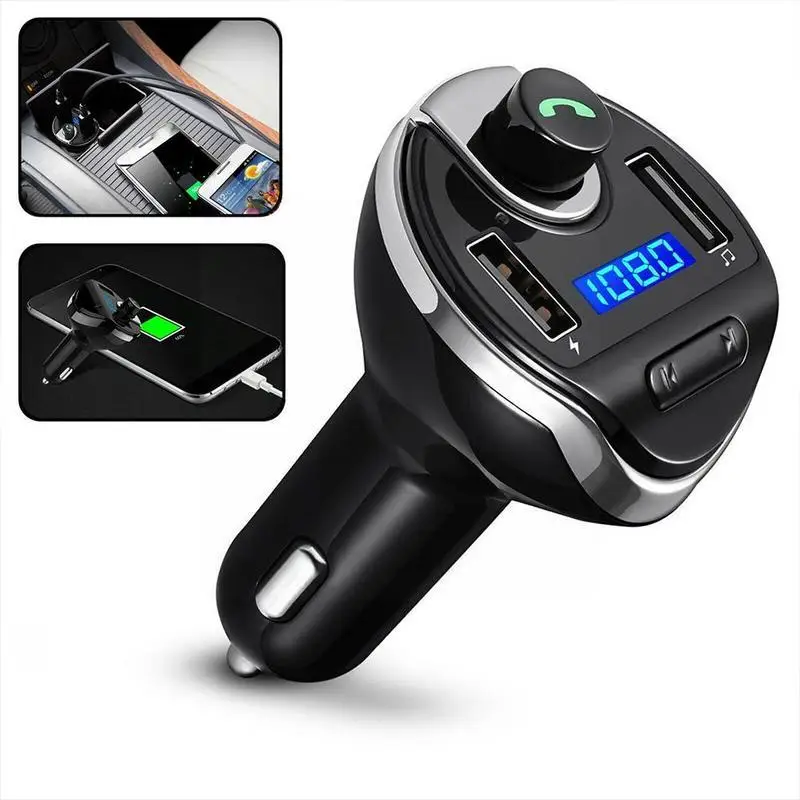 

Hands-free Phone Calling Bluetooth Fm Transmitter Car Usb Fm Mp3 Ports Fast Adapter Dual Vehicle Modulator Radio Charger Us R1r3