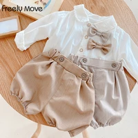 freely move baby boy clothes set autumn gentleman birthday suit infant baby bodysuit clothe for newborn babies pants toddler set