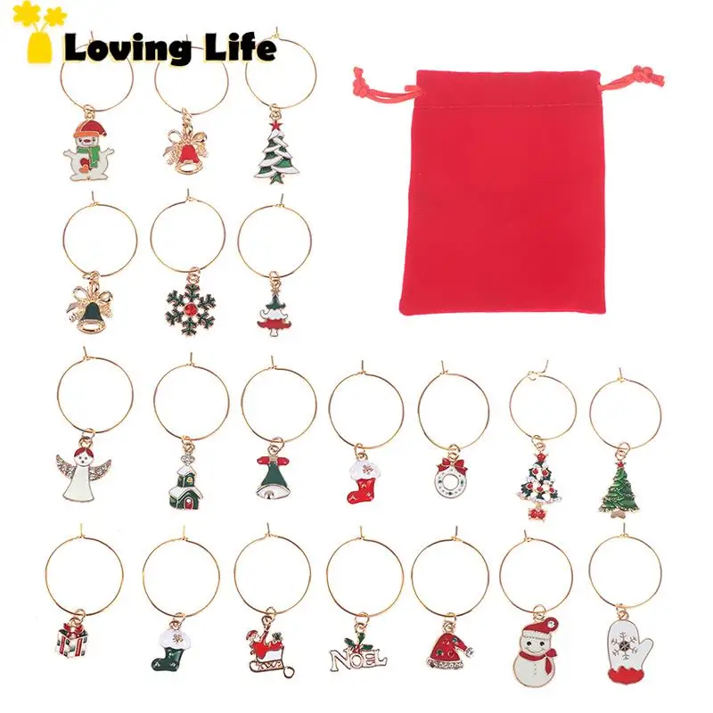 

20pcs Christmas Wine Glass Charms Delicate Useful Durable Wine Cup Tags Wine Cup Decorations Wine Cup Markers Party Supplies