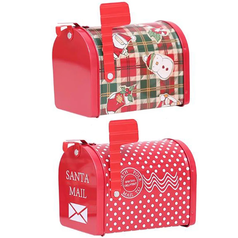 

1/5PC Christmas Supplies Christmas Candy Box Gift Box Craft Iron Storage Box Organizer Tin Box Mailbox Xmas Ornaments paper Box