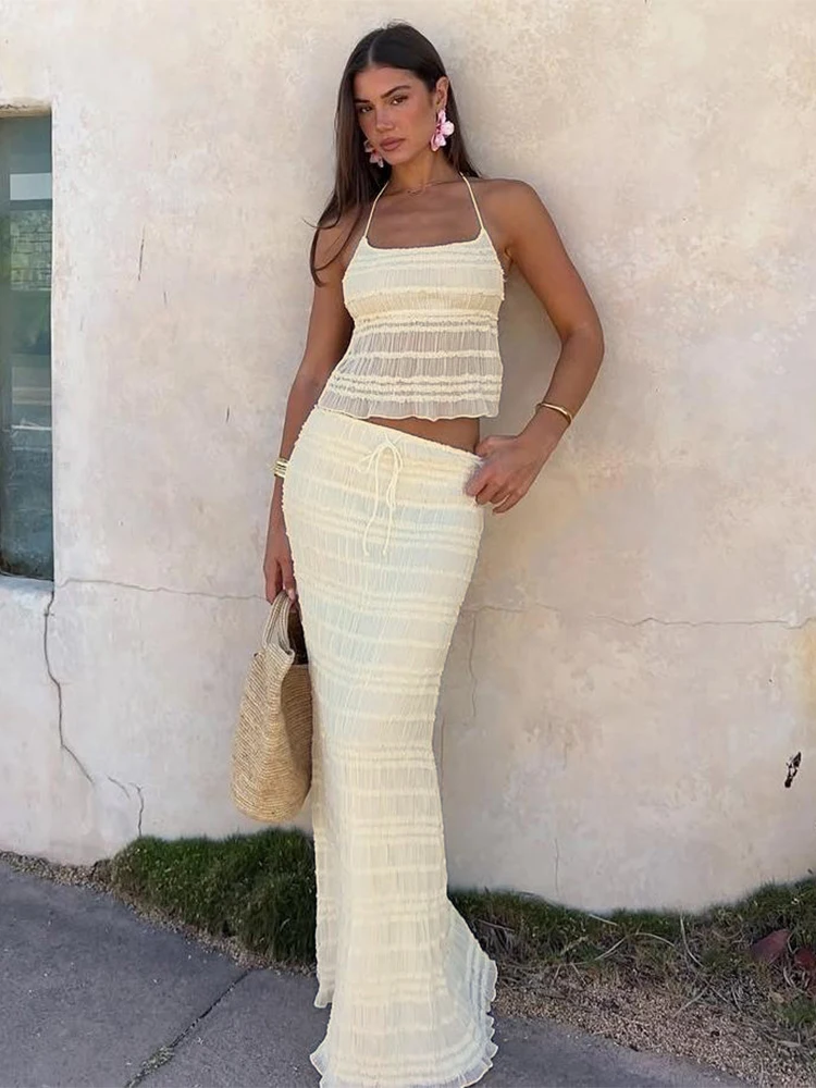 Insglas прозрачный сетчатый топ и юбка