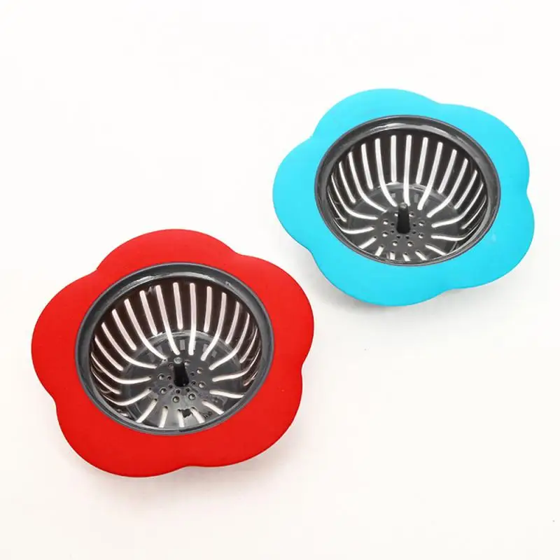 

New Hot Kitchen Sink Strainer Flower Shaped Silicone TPR Bathroom Shower Drain Sink Drains Cover Sink Colander Sewer Hair Filter