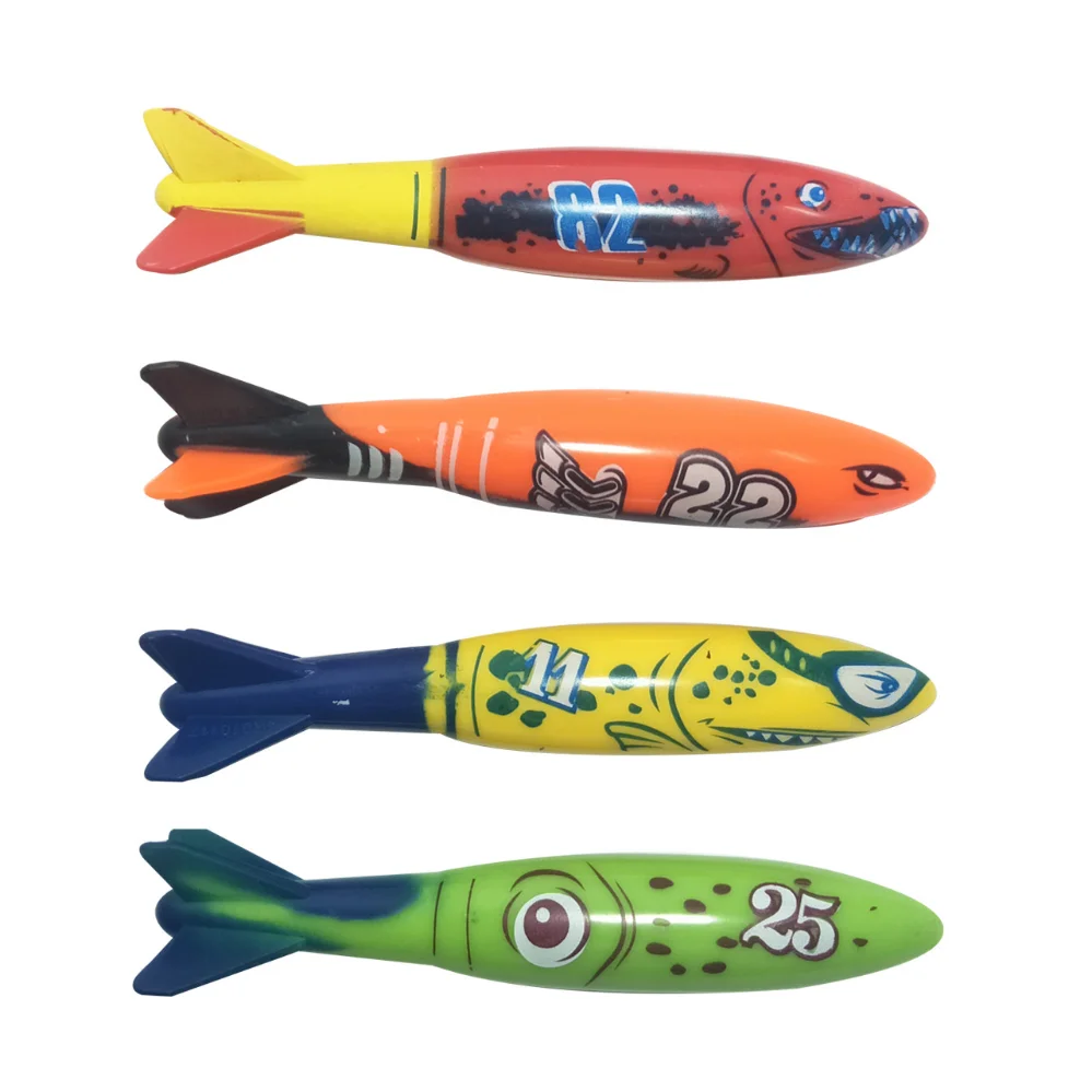 4Pc/Set Diving Torpedo Underwater Swimming Pool Playing Throwing Toy Outdoor Sport Training Tool for Baby Kids Swimming Toy Gift
