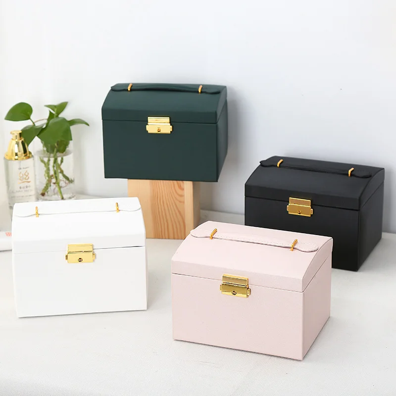 

Drawer Type Female Makeup Plastic Box Organizer Home Office For Storage Simple Bag Brush Holder Cosmetics Set Three-tier Jewelry