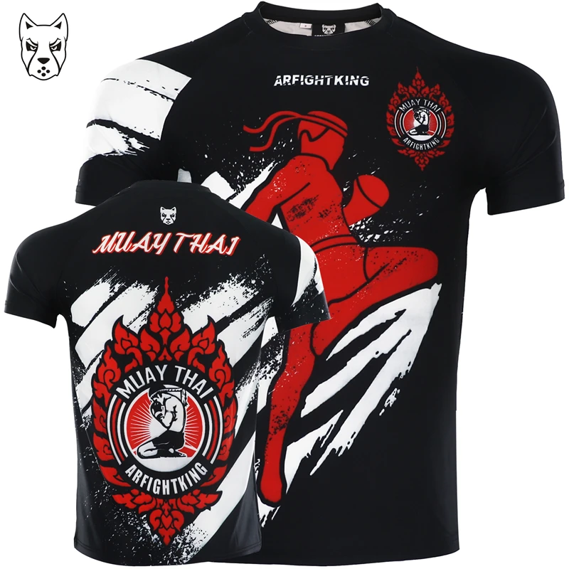 

MMA Men Short T-shirt Muay Thai Tee Shirt Femme Mma Boxing Fighting Judo Hipster T Shirt Tops Boxeo Kickboxing BJJ Quick Dry