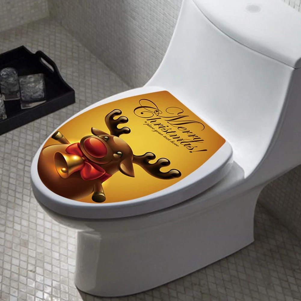 

Christmas Decor Lightweight Decals New Year Removable Home Bathroom Toilet sticker PVC Waterproof Accessories Cartoon Model