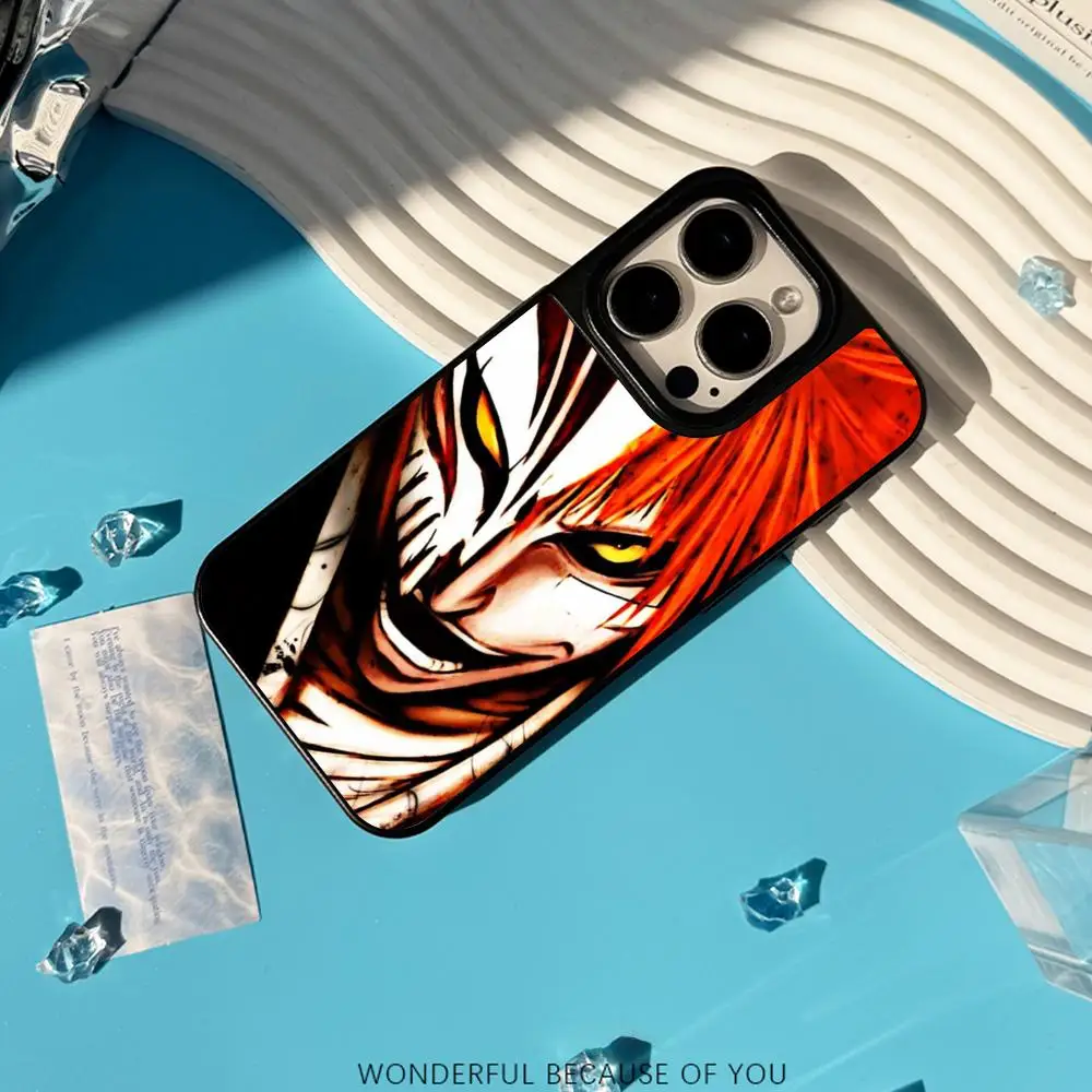 Классический чехол для телефона с постером аниме Hot Blood Bleach для iPhone 17 16 15 14 13 12 Pro Max, защитный чехол из овчины с серебристой окантовкой (art.: 3920da644e9b7) - 3920da644e9b7