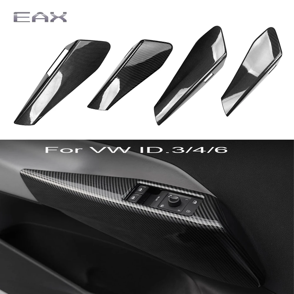 

For VW ID.4 ID.3 RHD LHD 2022 2021 ID.6 2022 ABS Carbon Fiber Style Door Handle Armrest Trim Window Lift Panel Cover ID4 ID3 ID6