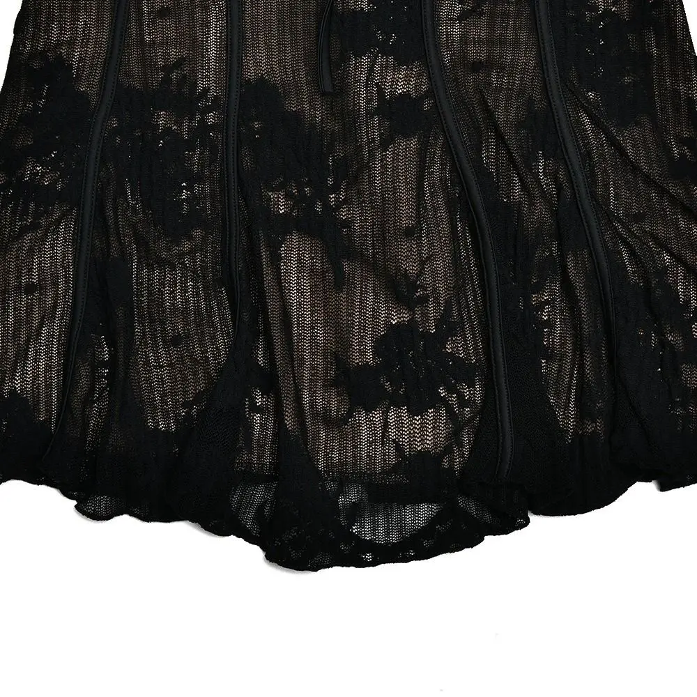 Flare Long Sleeve Backless Print Dress Square Neck Chest Wrap Mini Frenum