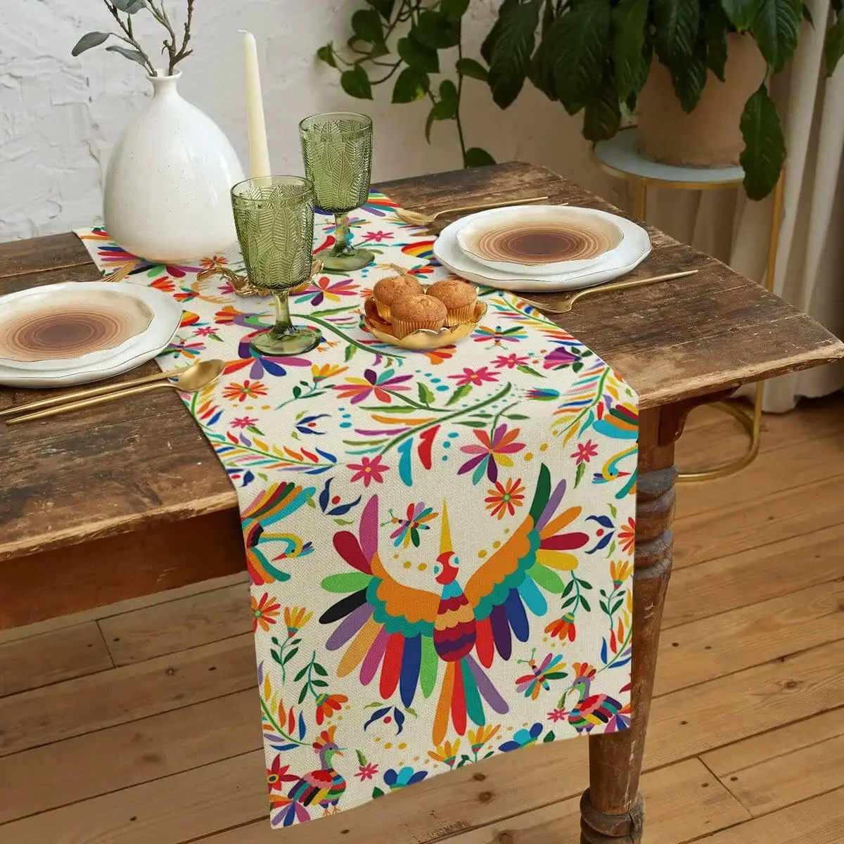 Льняная настольная дорожка мексиканского дня мертвецов s комод шарф