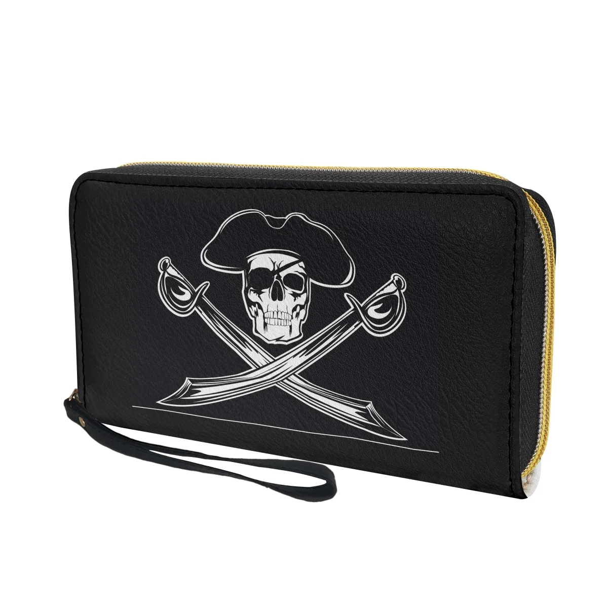 Luxury Brand Wallet Pu Leather Pirate Flag Pattern Wallet Minimalist Wallets With Strap Carteras De Mujer