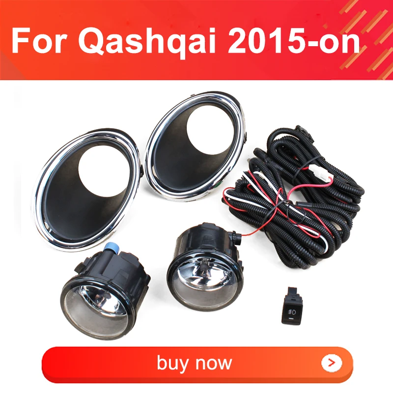 

12V 55W Fog Lamp for Nissan Qashqai 2015-on Front Bumper Fog Light Chrome Cover Wire Relay Switch