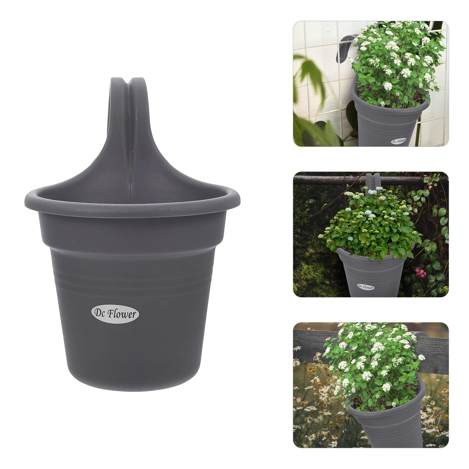 

1pc Over The Rail Planter Balcony Railing Planters Plastic Hanging Planter Wall Flower Pots Wall Holder