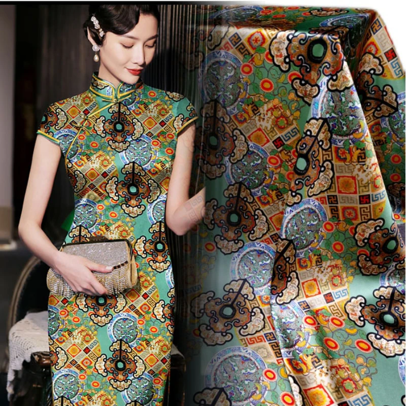 

Mulberry Silk Stretch Satin Fabric Brand Fashion Design Cheongsam Wrap Skirt Clothing for Sewing Material Per Meter Wholesale